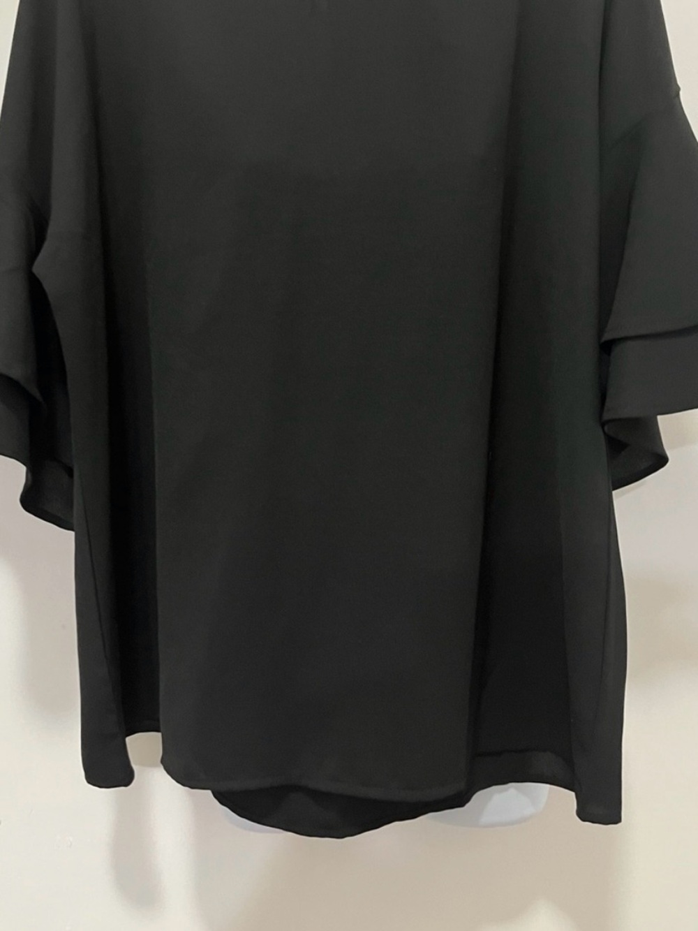 Black Ruffled Sleeve Boho Blouse,XL